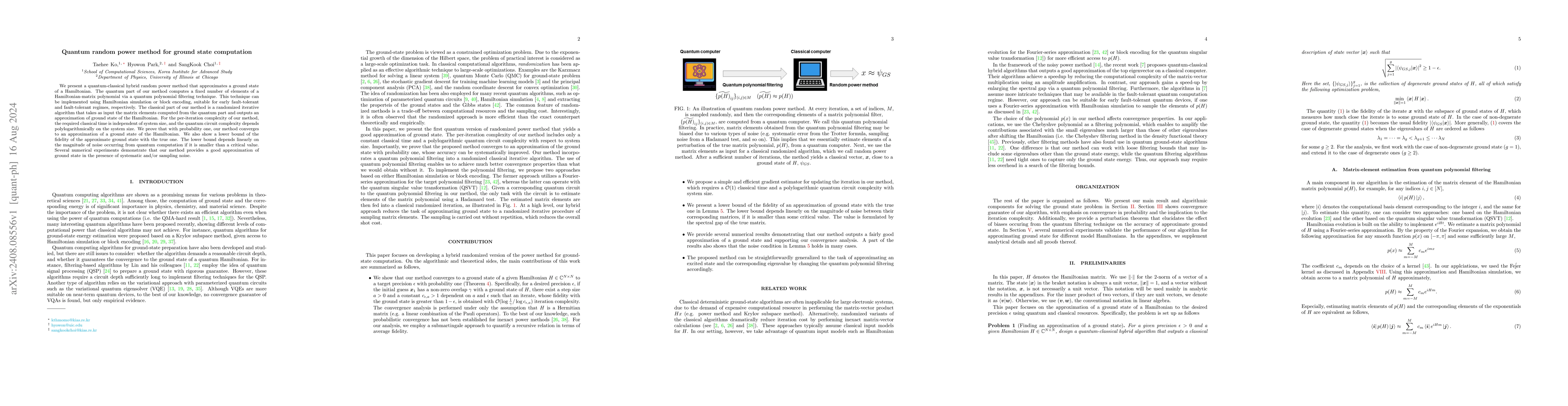 Thumbnail for Quantum random power method for ground state computation