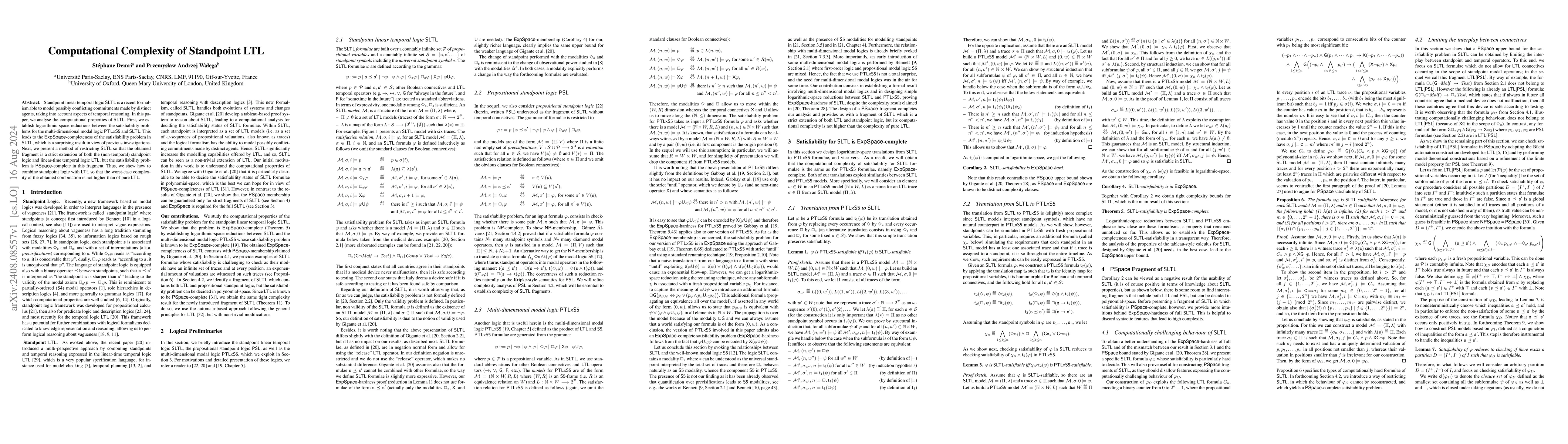Thumbnail for Computational Complexity of Standpoint LTL