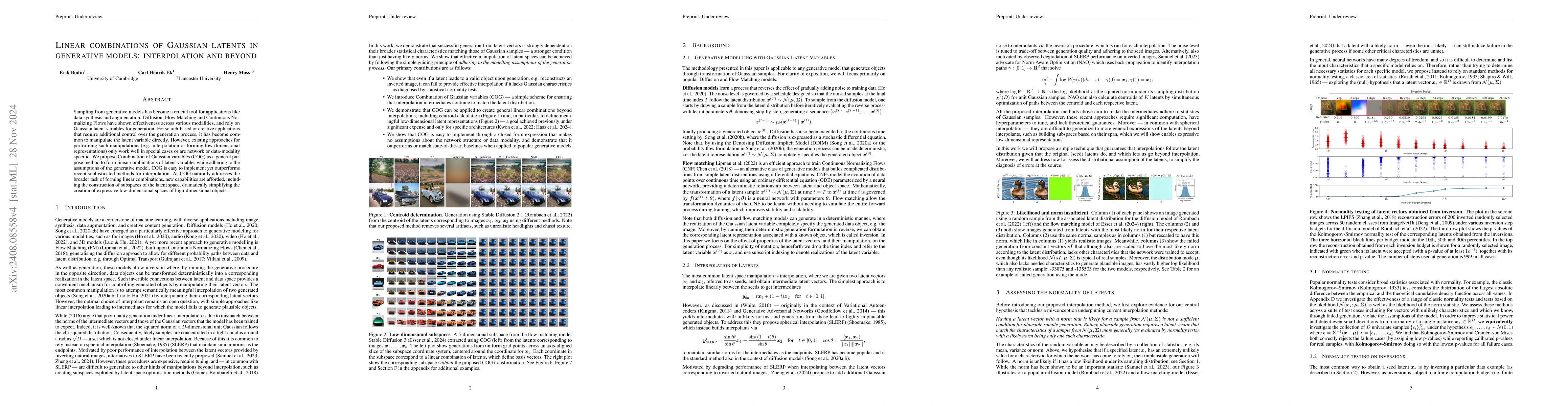 Thumbnail for Linear combinations of latents in diffusion models: interpolation and
  beyond