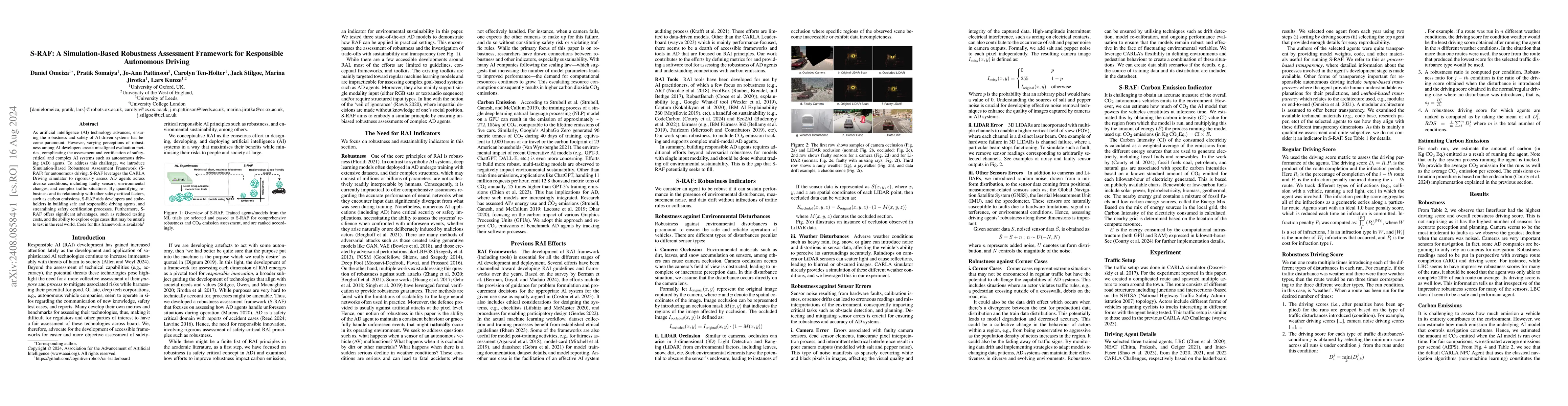 Thumbnail for S-RAF: A Simulation-Based Robustness Assessment Framework for
  Responsible Autonomous Driving