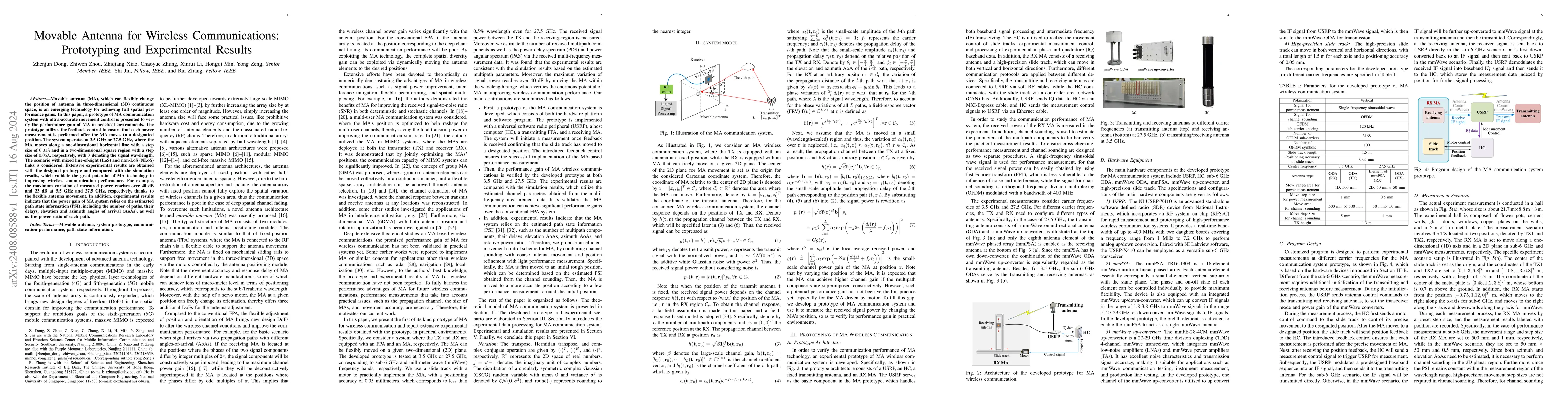 Thumbnail for Movable Antenna for Wireless Communications:Prototyping and Experimental
  Results