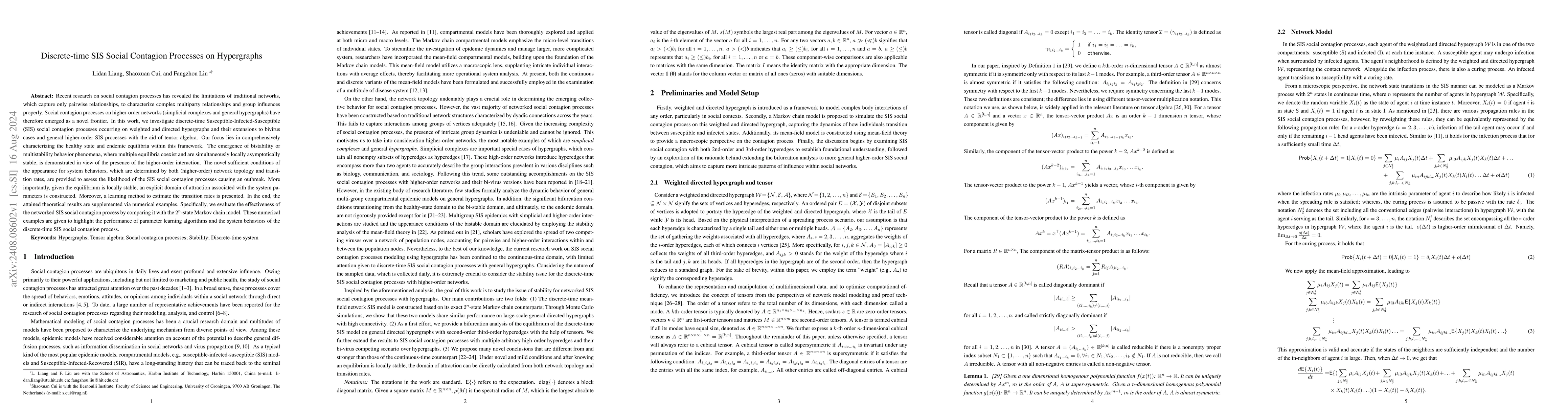Thumbnail for Discrete-time SIS Social Contagion Processes on Hypergraphs