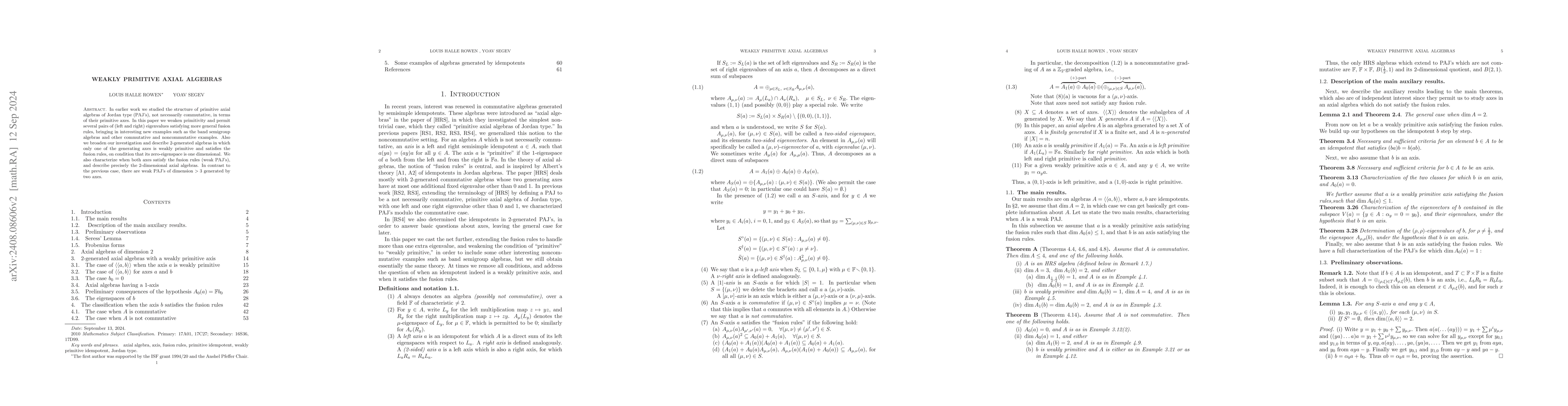 Thumbnail for Weakly primitive axial algebras
