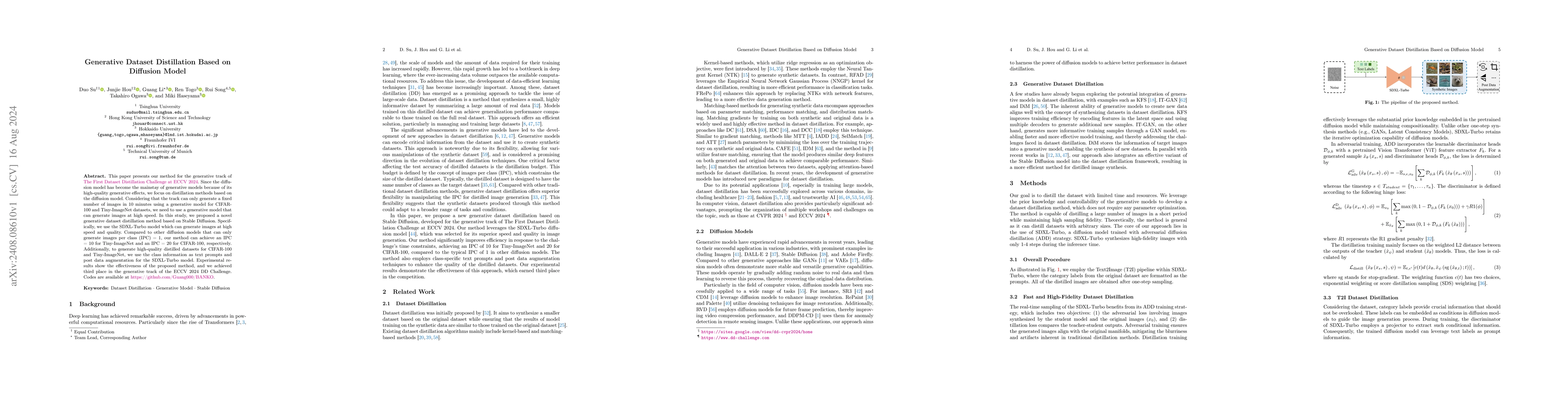 Thumbnail for Generative Dataset Distillation Based on Diffusion Model