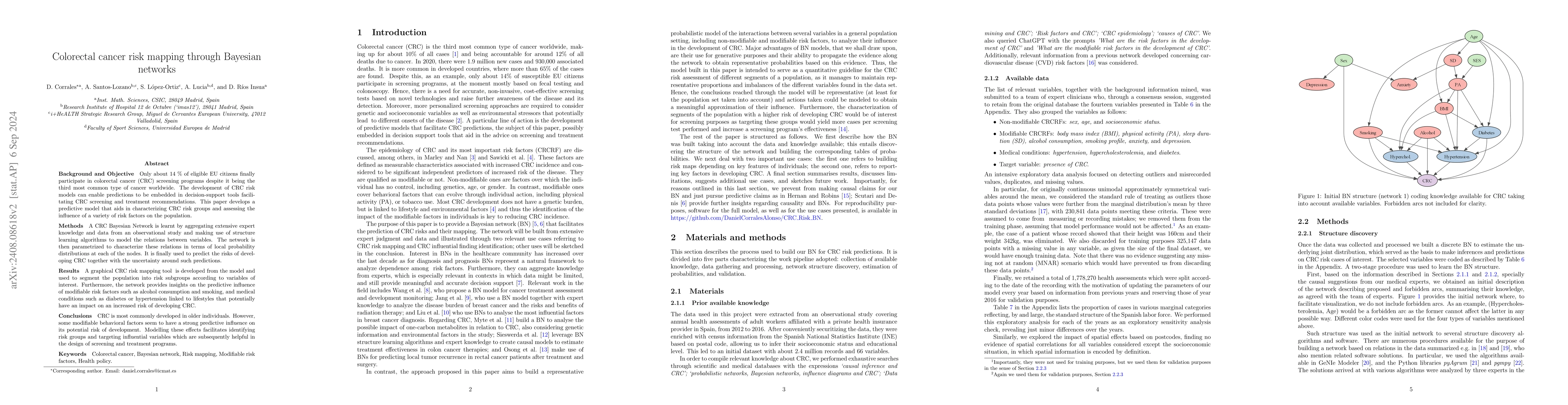 Thumbnail for Colorectal cancer risk mapping through Bayesian Networks