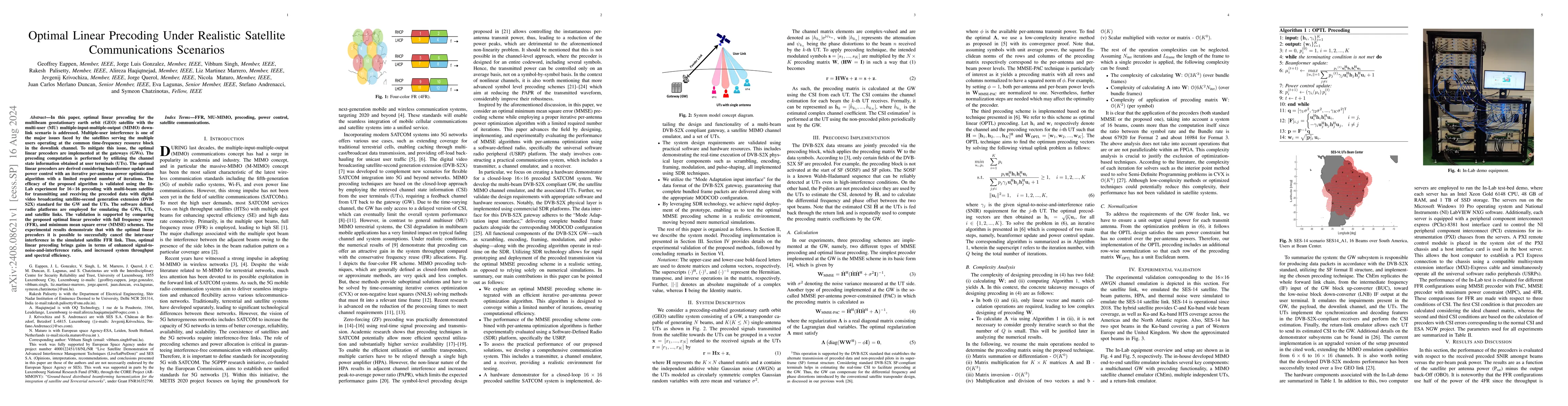 Thumbnail for Optimal Linear Precoding Under Realistic Satellite Communications
  Scenarios