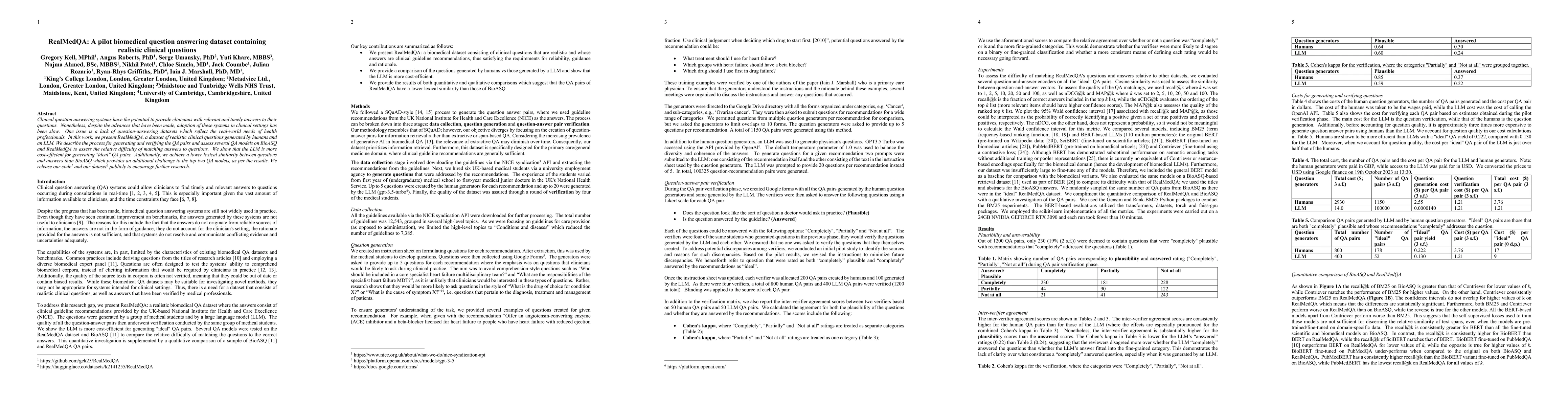Thumbnail for RealMedQA: A pilot biomedical question answering dataset containing
  realistic clinical questions