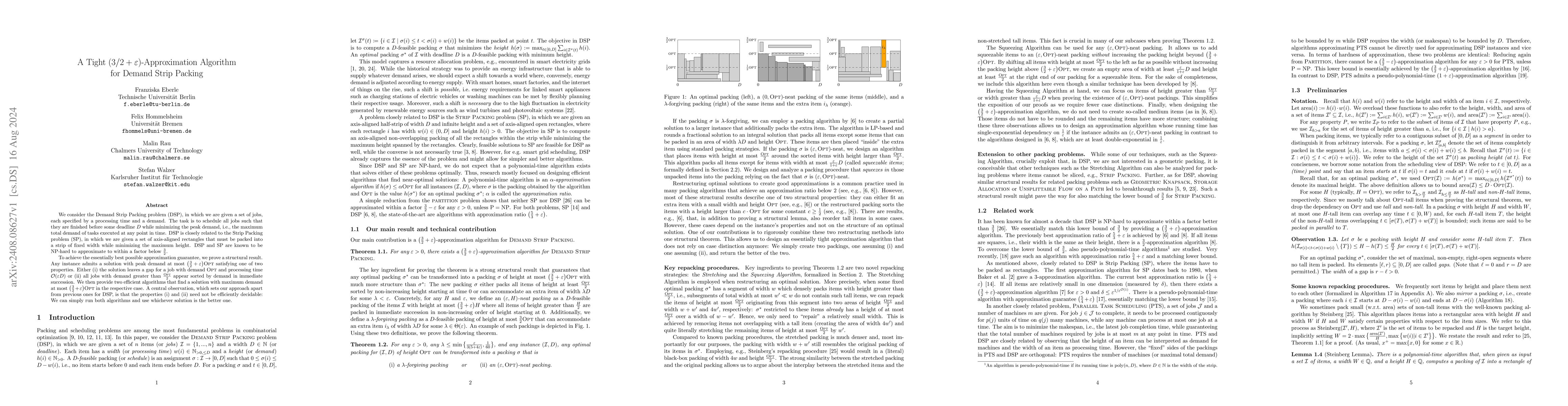 Thumbnail for A Tight ($3/2 + \varepsilon$)-Approximation Algorithm for Demand Strip
  Packing