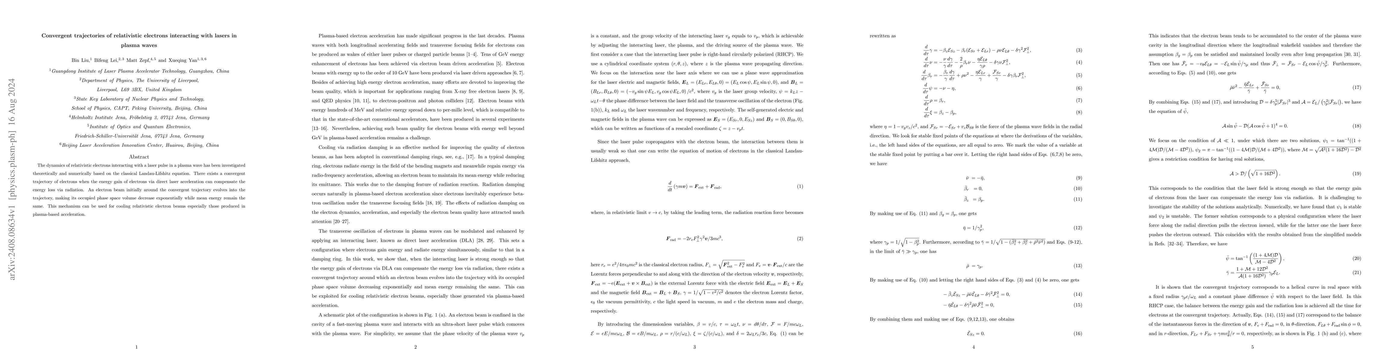 Thumbnail for Convergent trajectories of relativistic electrons interacting with
  lasers in plasma waves