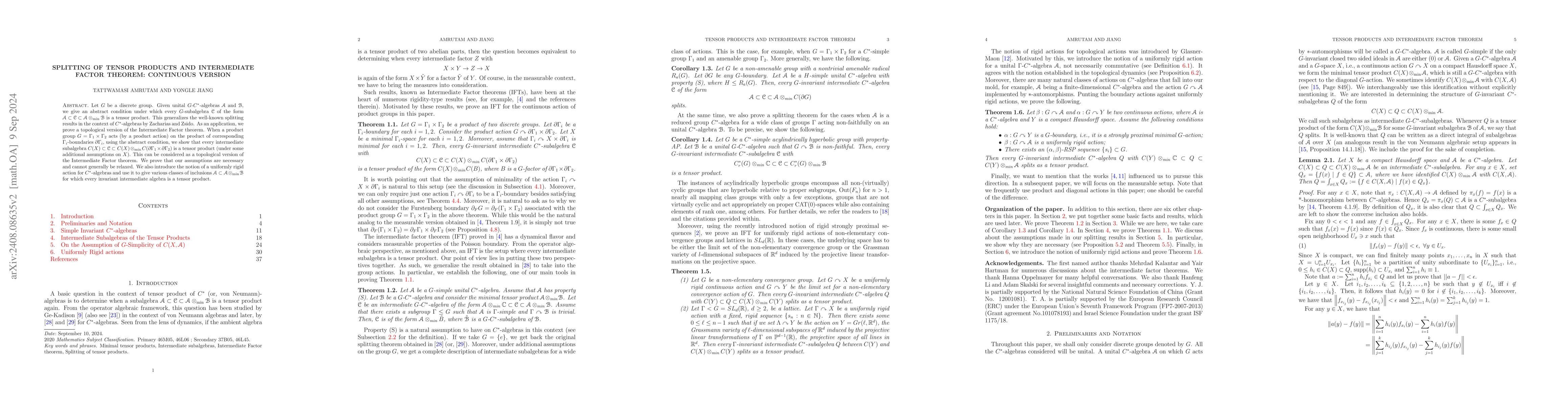Thumbnail for Splitting of Tensor Products and Intermediate Factor Theorem: Continuous
  Version