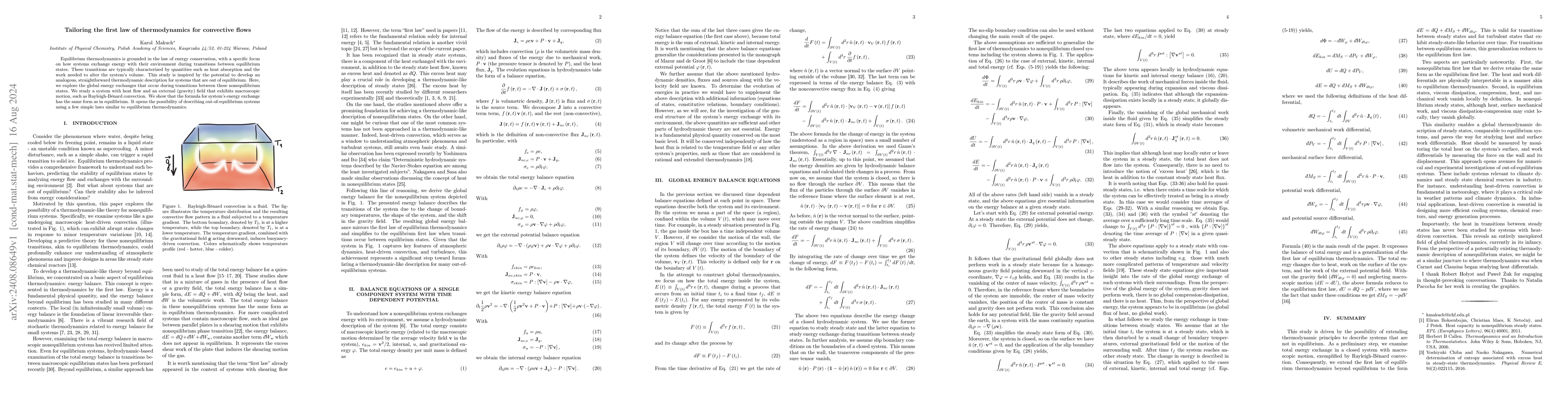 Thumbnail for Tailoring the first law of thermodynamics for convective flows