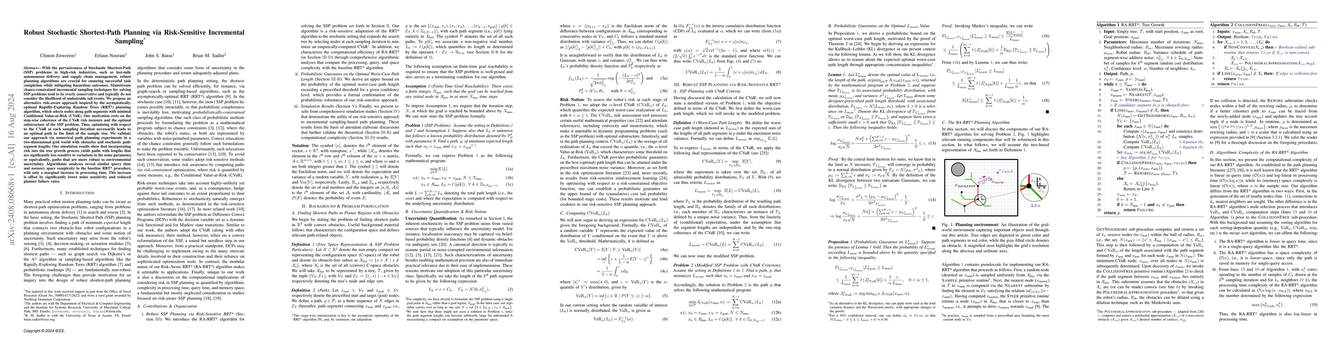 Thumbnail for Robust Stochastic Shortest-Path Planning via Risk-Sensitive Incremental
  Sampling