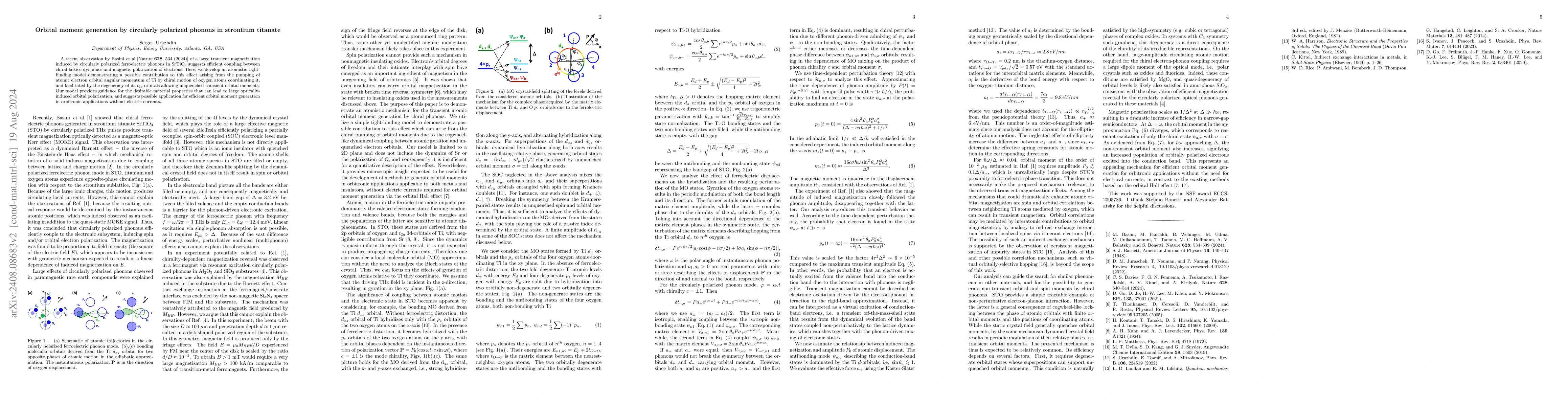 Thumbnail for Orbital moment generation by circularly polarized phonons in strontium
  titanate