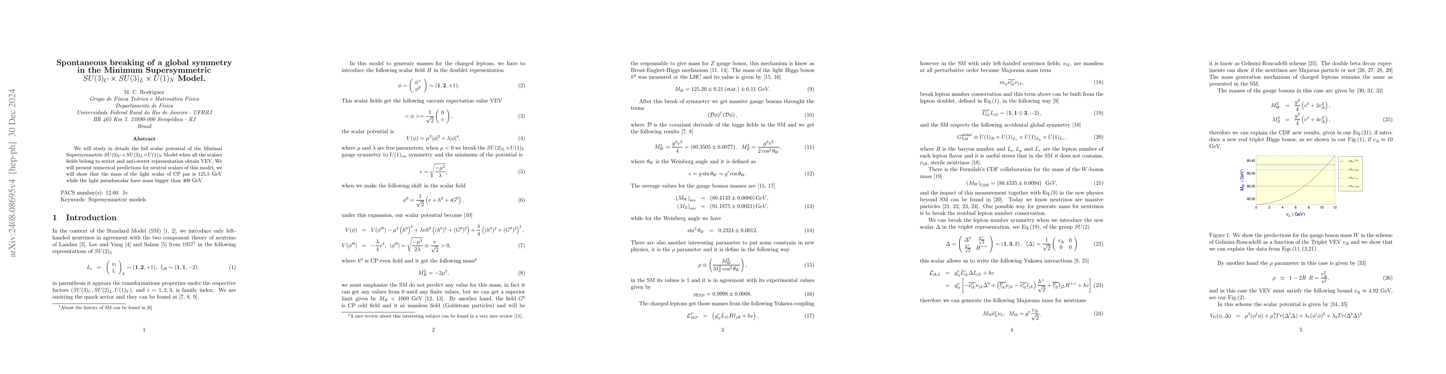 Thumbnail for Spontaneous breaking of a global symmetry in the Minimum Supersymmetric
  $SU(3)_{C}\otimes SU(3)_{L}\otimes U(1)_{N}$ Model