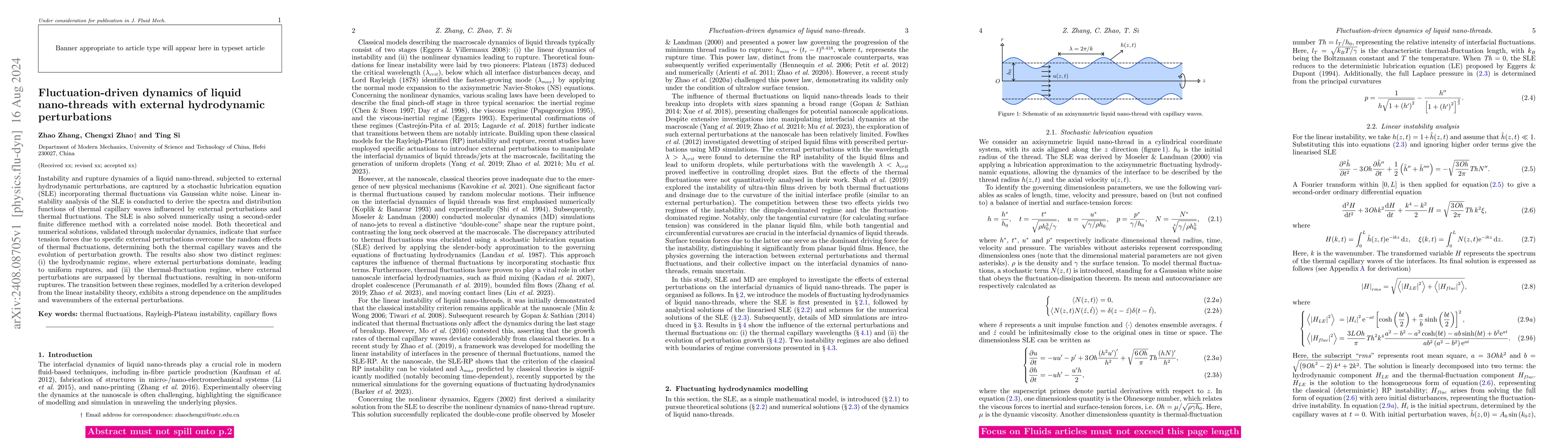 Thumbnail for Fluctuation-driven dynamics of liquid nano-threads with external
  hydrodynamic perturbations