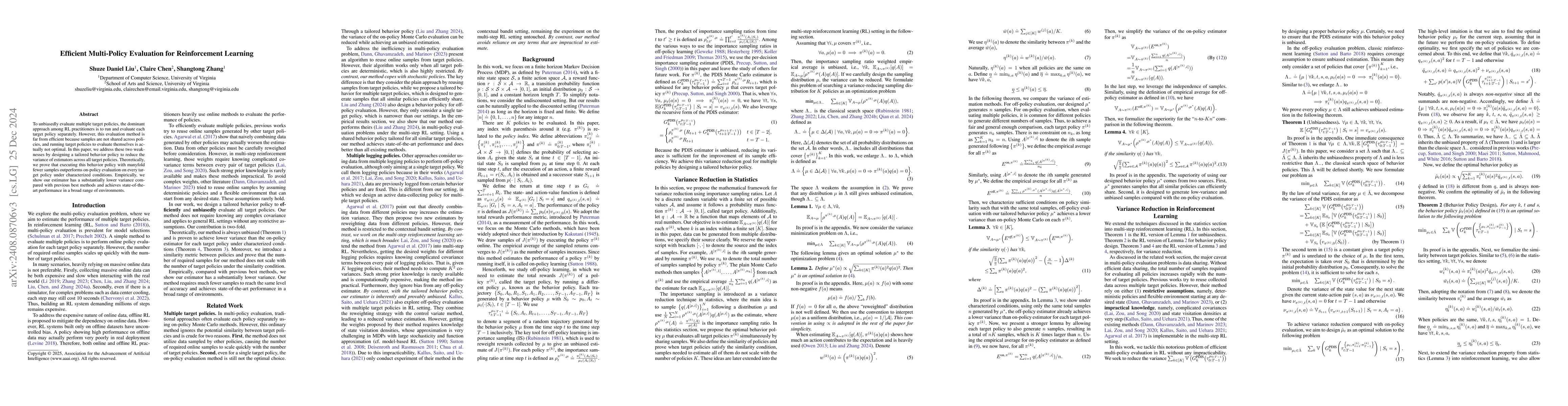 Thumbnail for Efficient Multi-Policy Evaluation for Reinforcement Learning