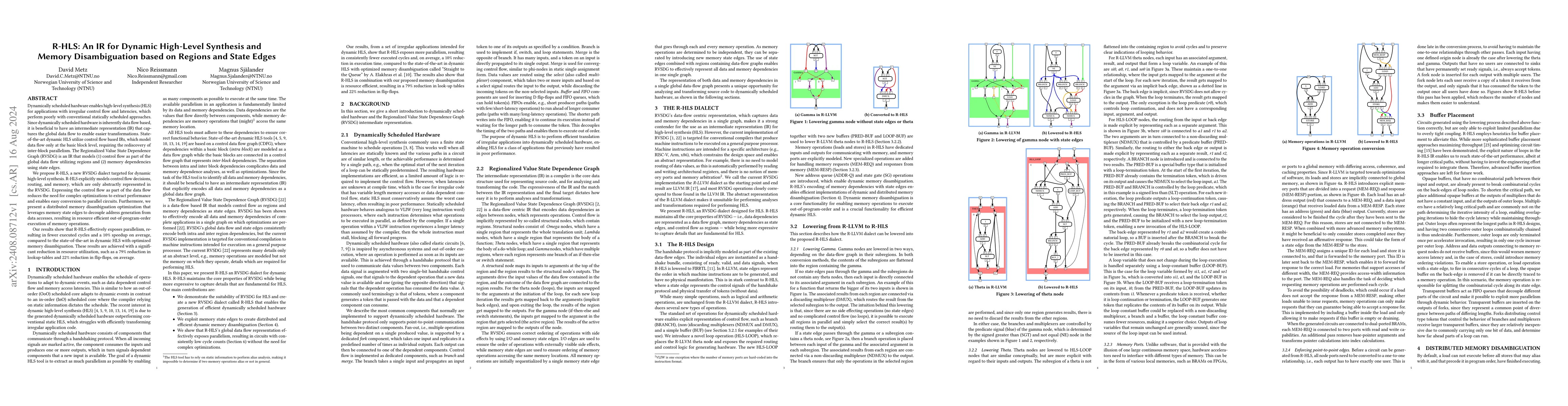 Thumbnail for R-HLS: An IR for Dynamic High-Level Synthesis and Memory Disambiguation
  based on Regions and State Edges