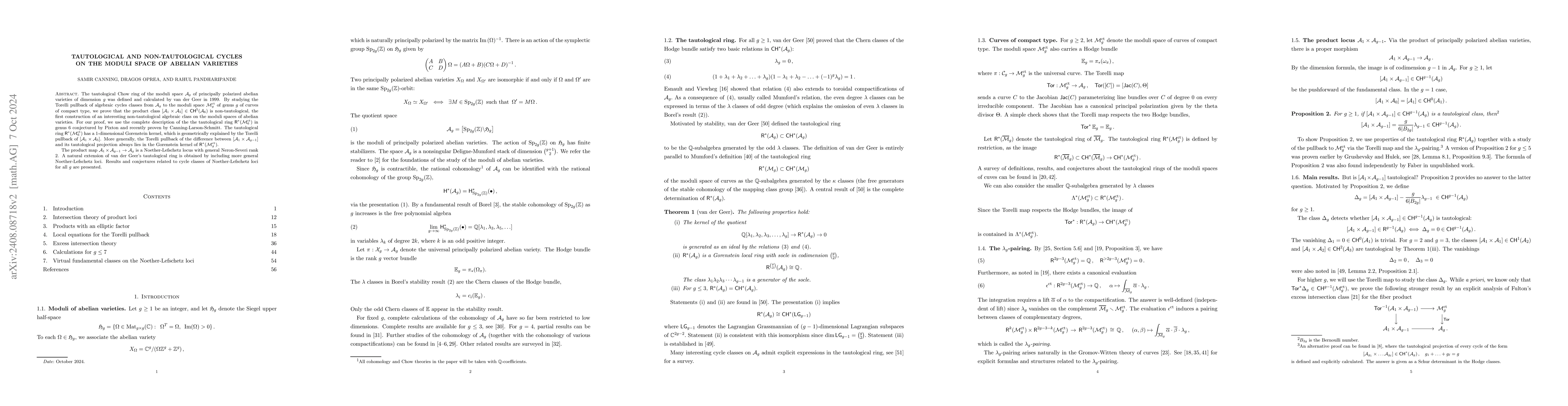 Thumbnail for Tautological and non-tautological cycles on the moduli space of abelian
  varieties