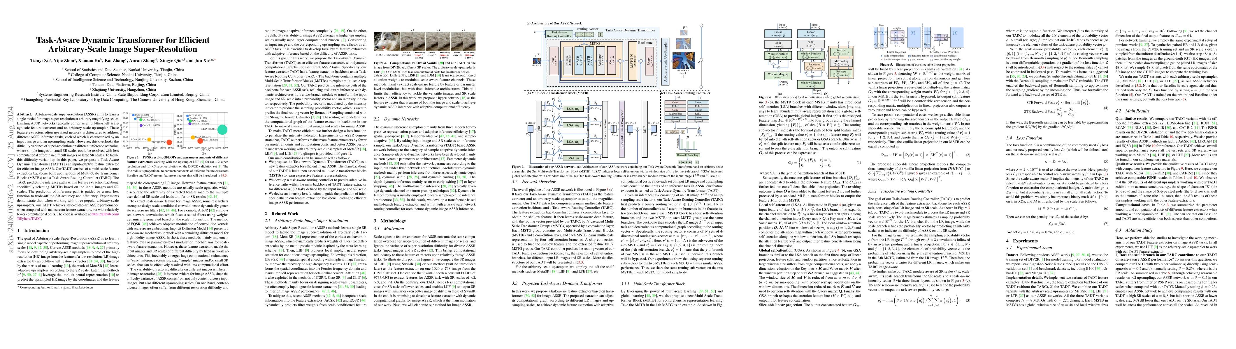 Thumbnail for Task-Aware Dynamic Transformer for Efficient Arbitrary-Scale Image
  Super-Resolution