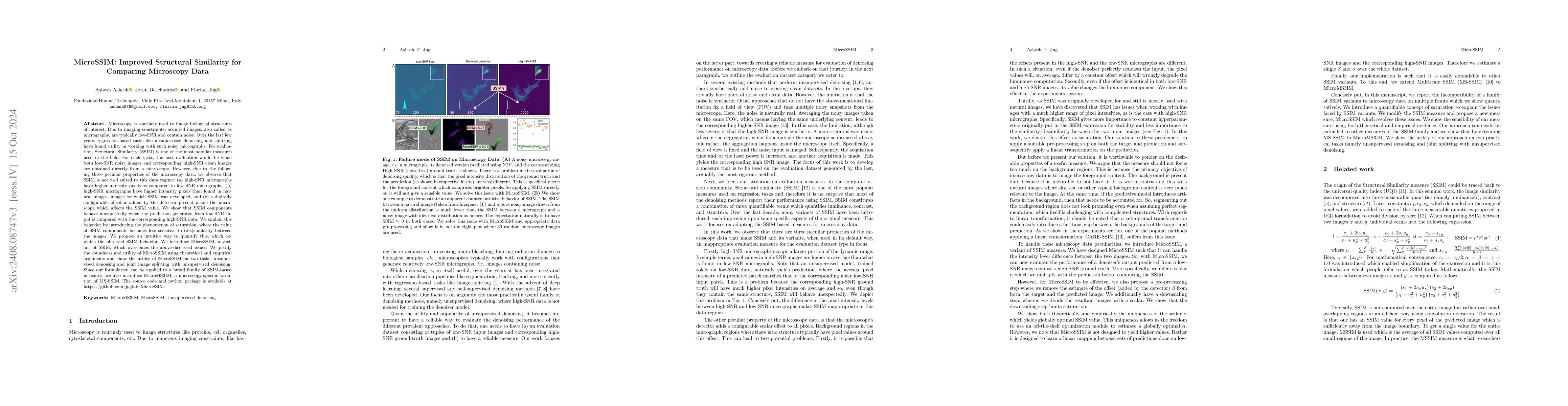 Thumbnail for MicroSSIM: Improved Structural Similarity for Comparing Microscopy Data