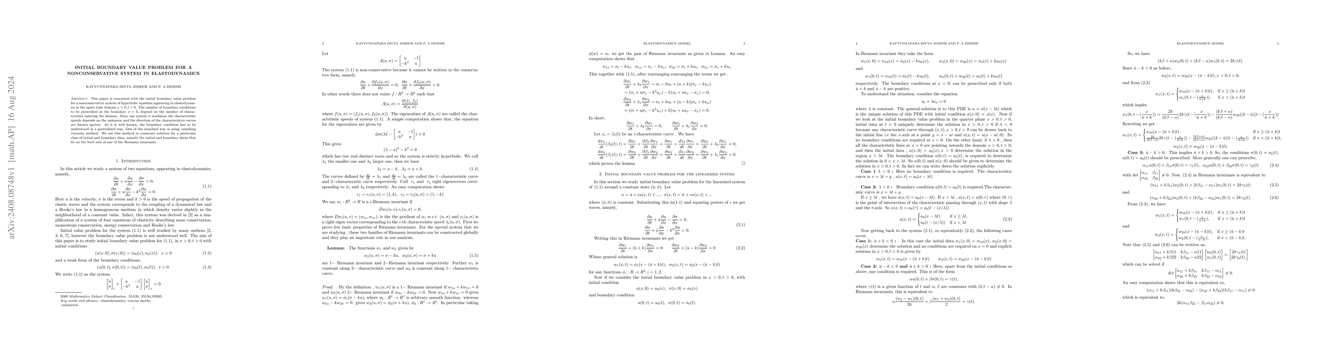 Thumbnail for Initial Boundary Value Problem For A Non-conservative System In
  Elastodynamics