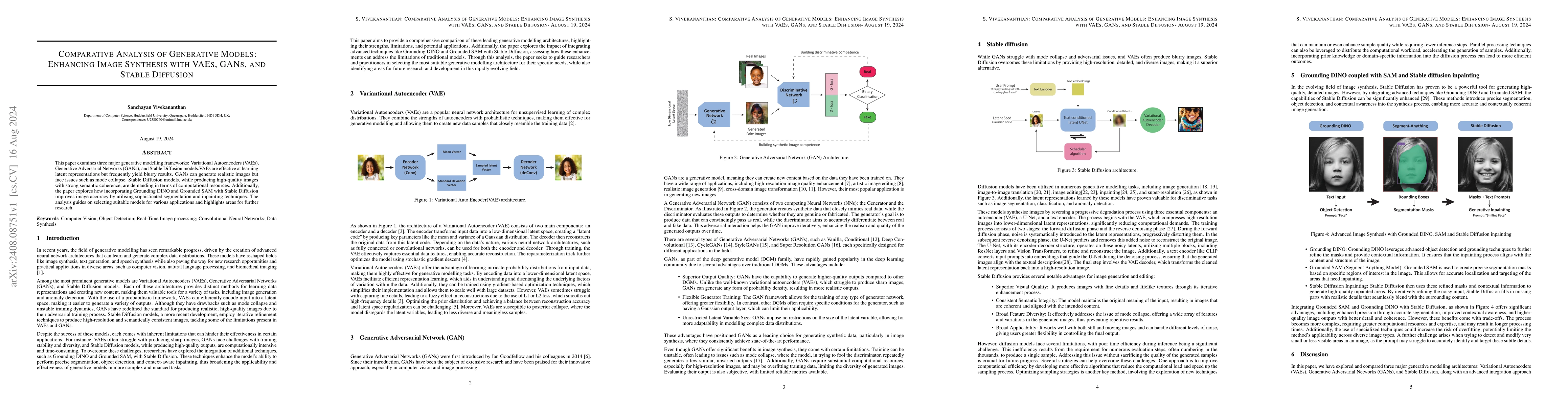 Thumbnail for Comparative Analysis of Generative Models: Enhancing Image Synthesis
  with VAEs, GANs, and Stable Diffusion