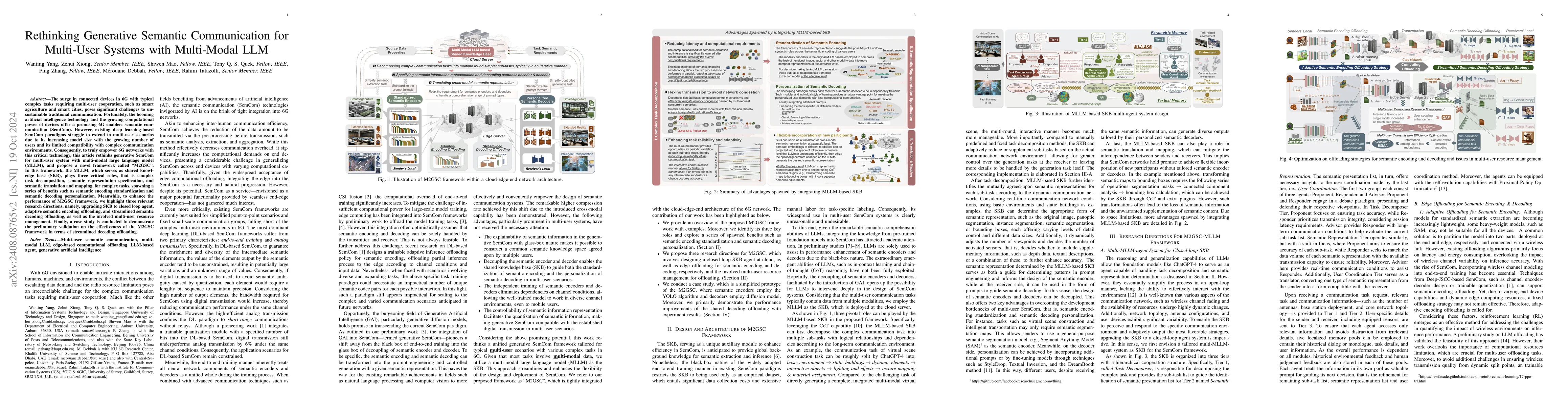 Thumbnail for Rethinking Generative Semantic Communication for Multi-User Systems with
  Multi-Modal LLM