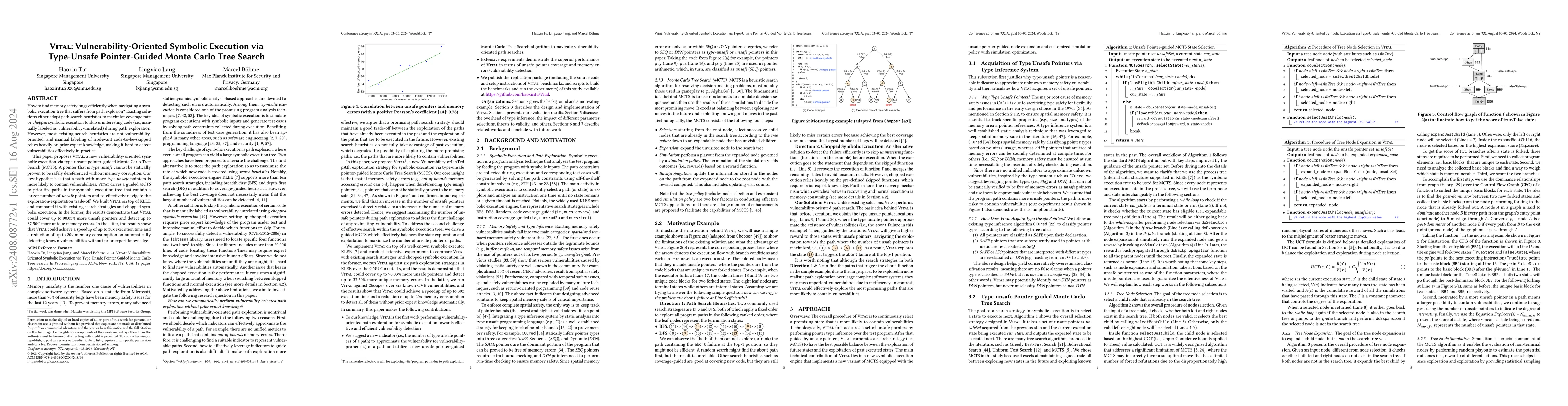 Thumbnail for Vital: Vulnerability-Oriented Symbolic Execution via Type-Unsafe
  Pointer-Guided Monte Carlo Tree Search