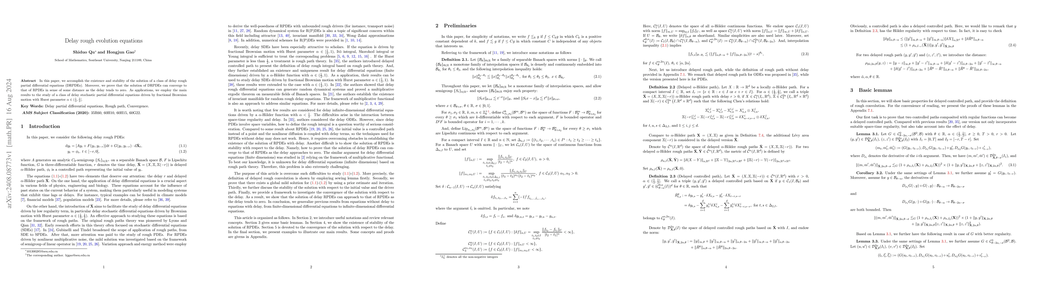 Thumbnail for Delay rough evolution equations