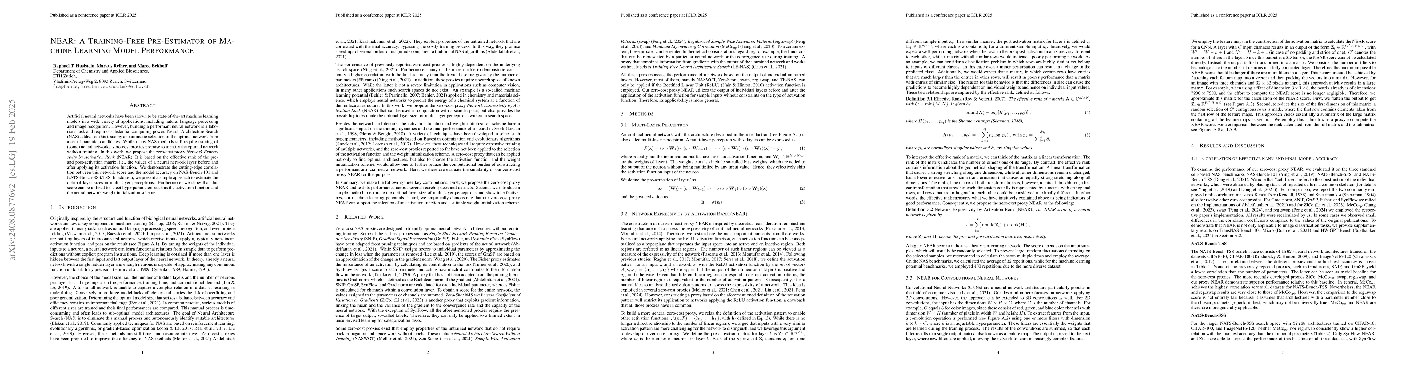 Thumbnail for NEAR: A Training-Free Pre-Estimator of Machine Learning Model
  Performance