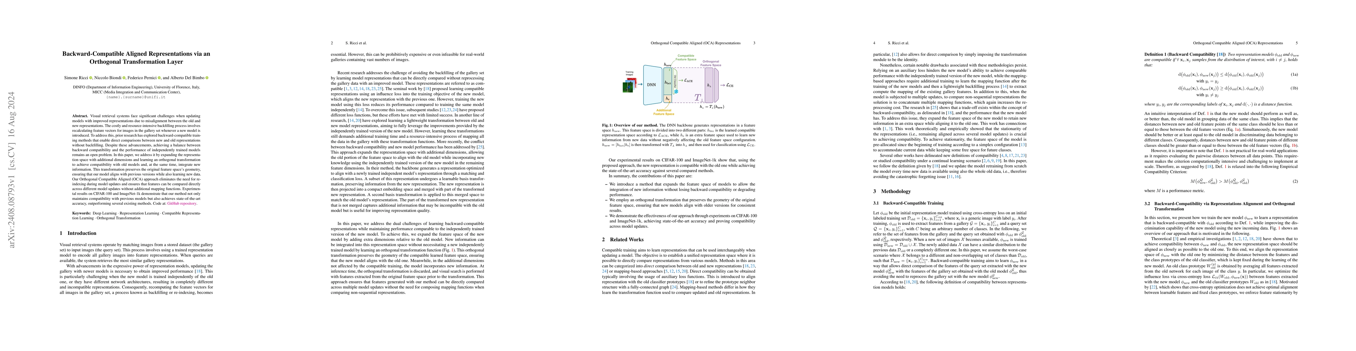 Thumbnail for Backward-Compatible Aligned Representations via an Orthogonal
  Transformation Layer