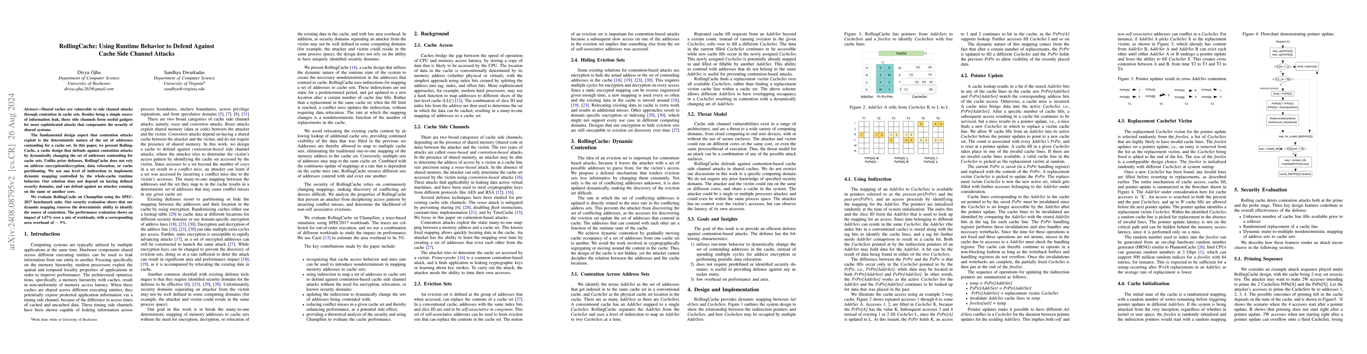 Thumbnail for RollingCache: Using Runtime Behavior to Defend Against Cache Side
  Channel Attacks