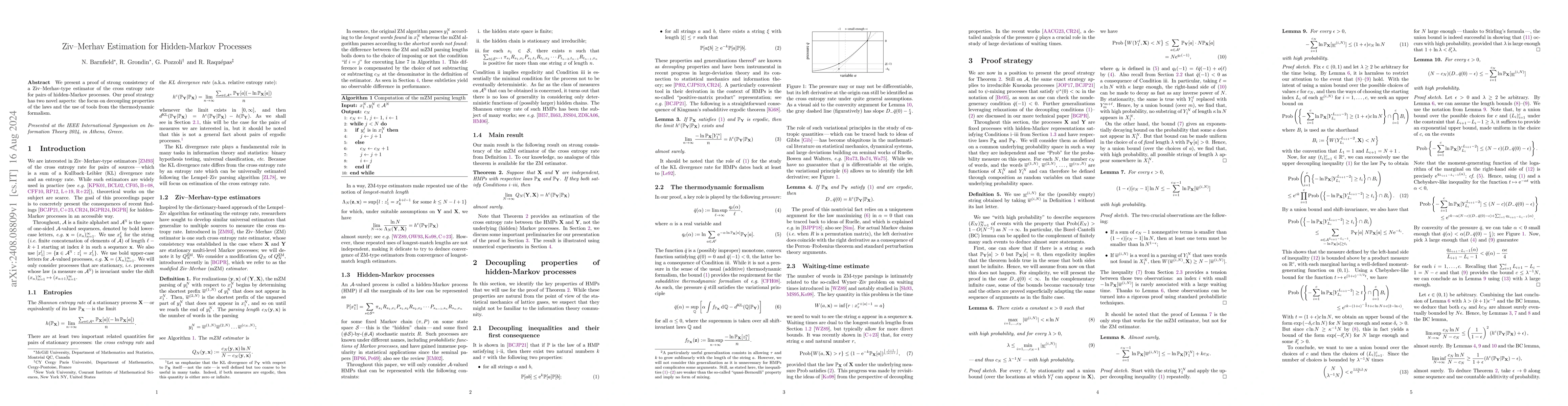 Thumbnail for Ziv-Merhav estimation for hidden-Markov processes