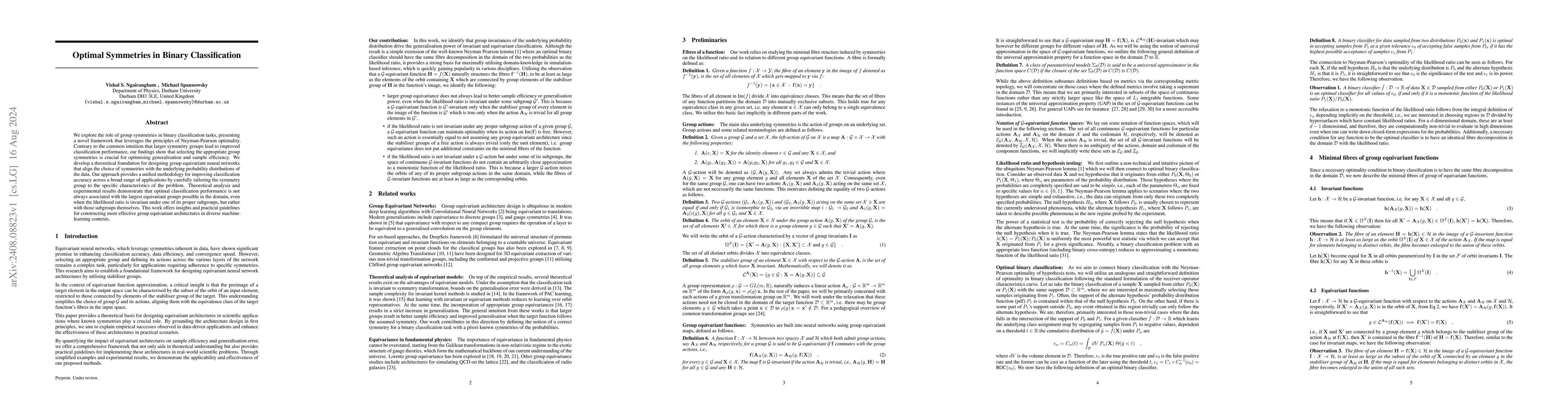 Thumbnail for Optimal Symmetries in Binary Classification