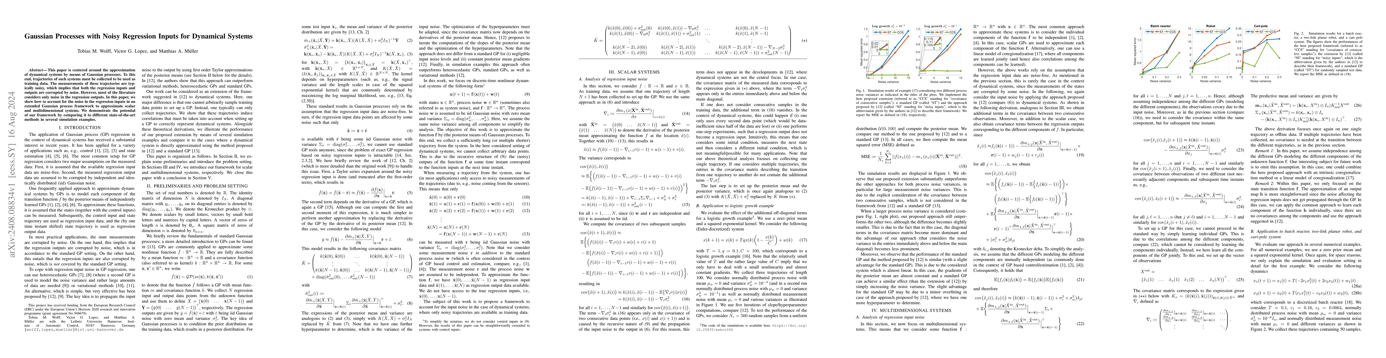 Thumbnail for Gaussian Processes with Noisy Regression Inputs for Dynamical Systems