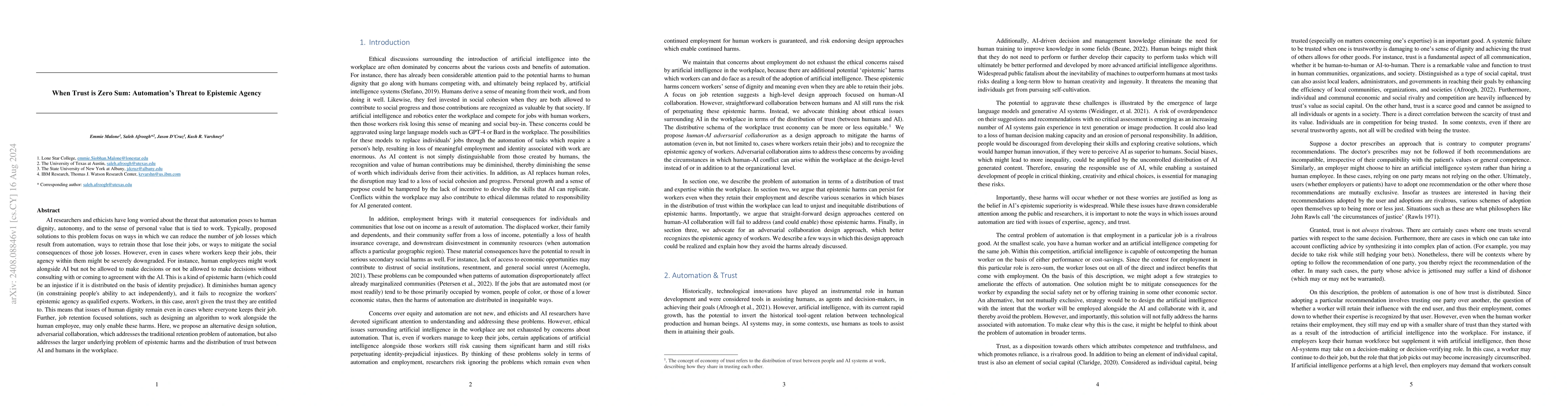 Thumbnail for When Trust is Zero Sum: Automation Threat to Epistemic Agency