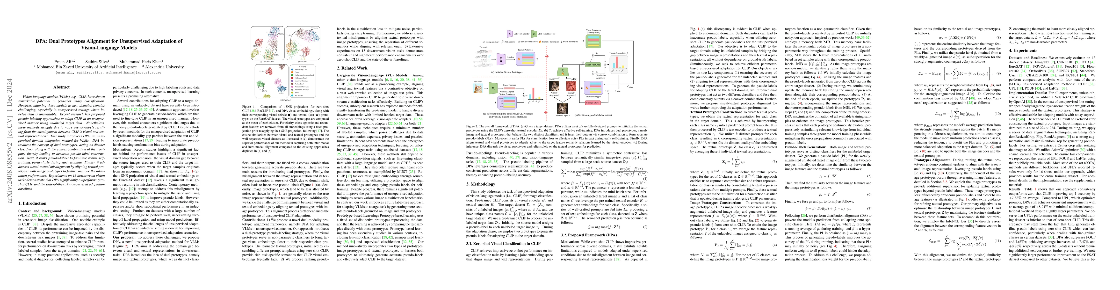 Thumbnail for DPA: Dual Prototypes Alignment for Unsupervised Adaptation of
  Vision-Language Models