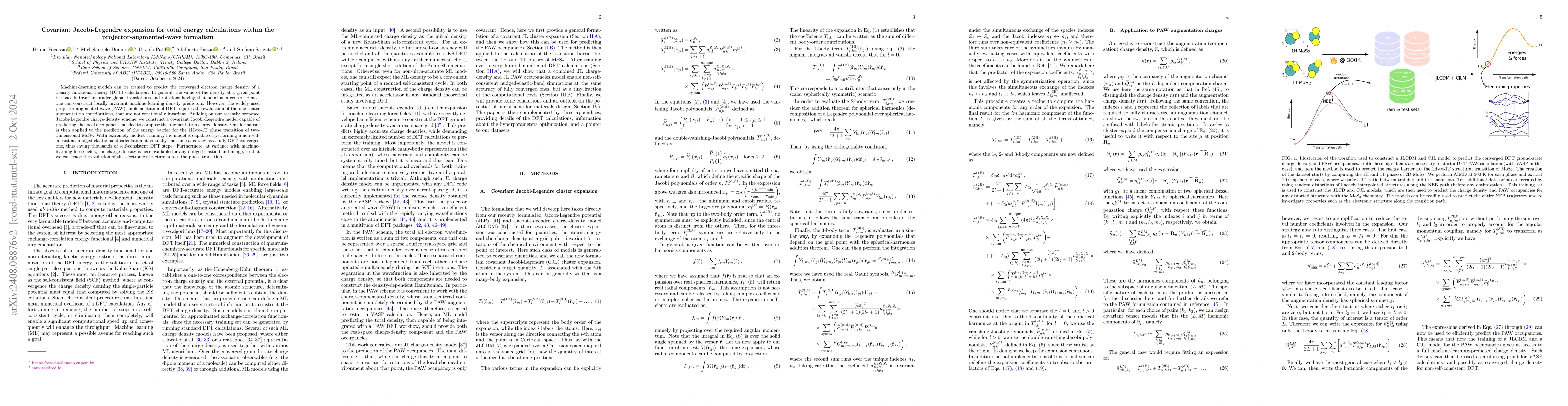 Thumbnail for Covariant Jacobi-Legendre expansion for total energy calculations within
  the projector-augmented-wave formalism