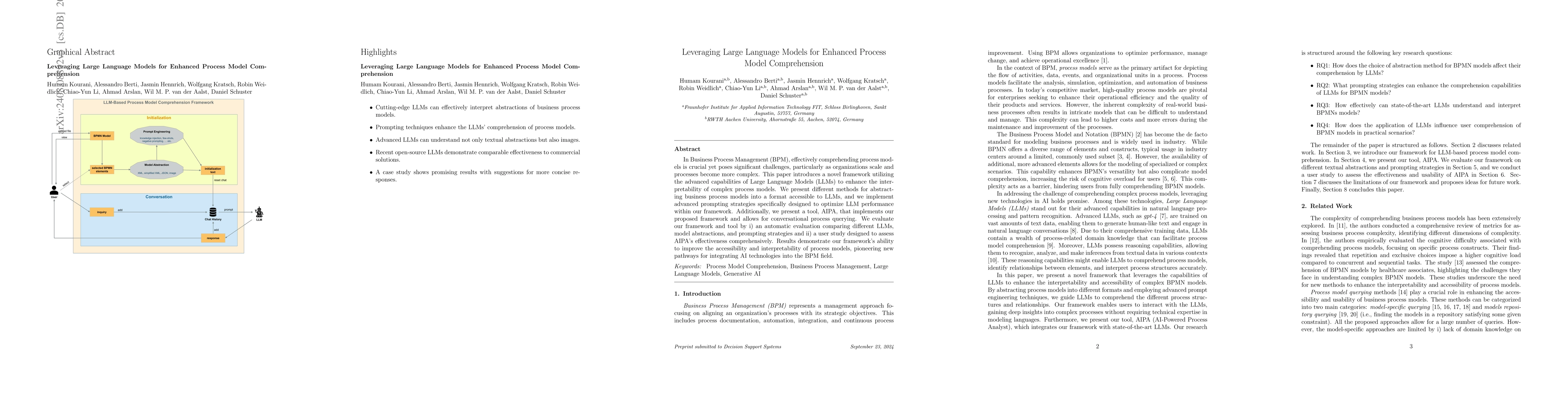 Thumbnail for Leveraging Large Language Models for Enhanced Process Model
  Comprehension