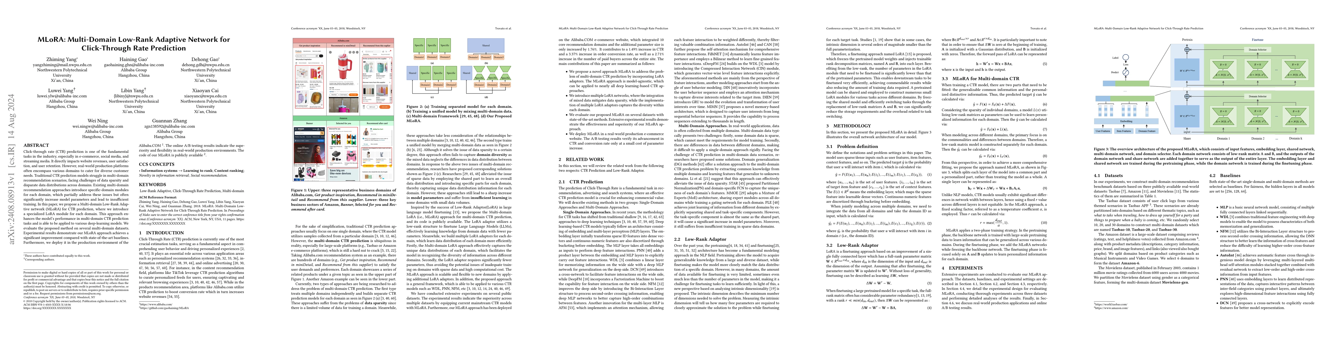 Thumbnail for MLoRA: Multi-Domain Low-Rank Adaptive Network for CTR Prediction