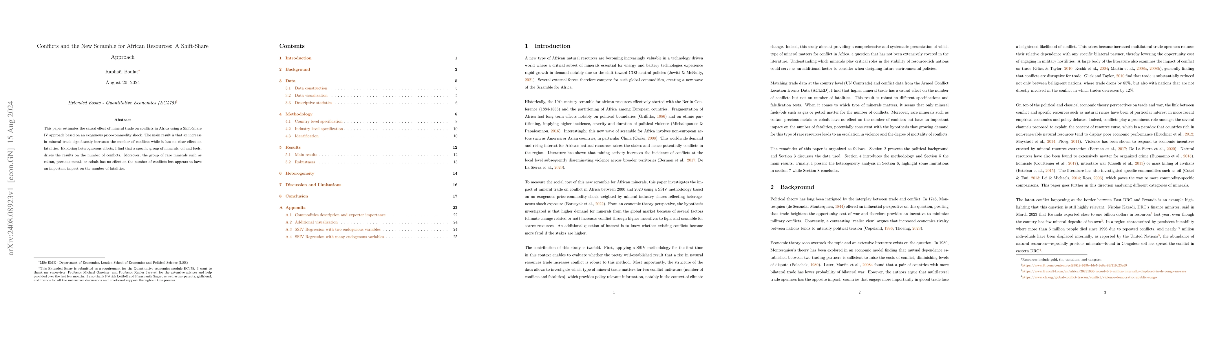 Thumbnail for Working Paper: Conflicts and the New Scramble for African Resources -- A
  Shift-Share Approach