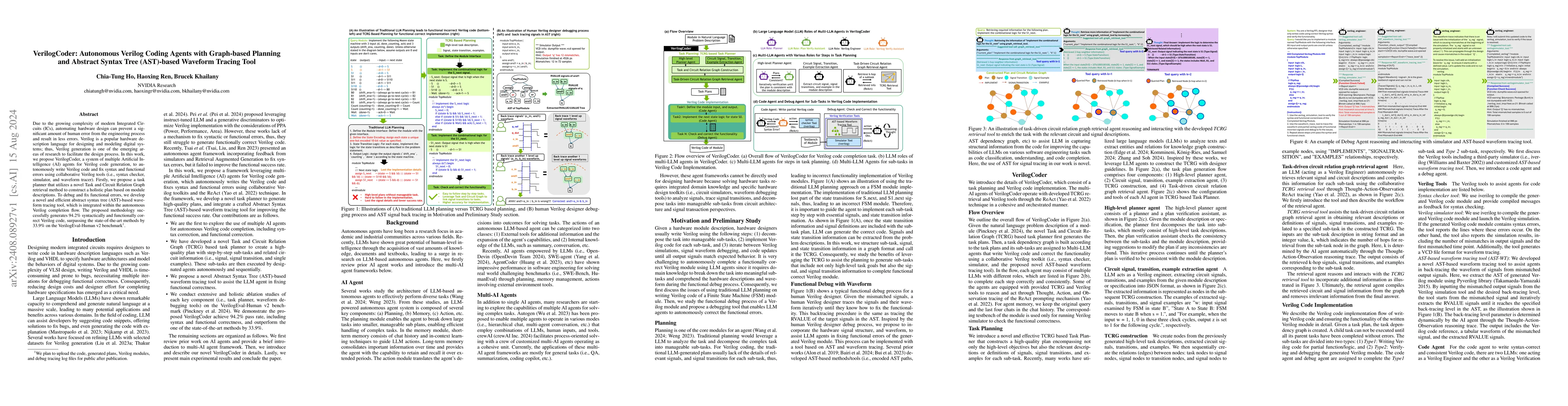 Thumbnail for VerilogCoder: Autonomous Verilog Coding Agents with Graph-based Planning
  and Abstract Syntax Tree (AST)-based Waveform Tracing Tool