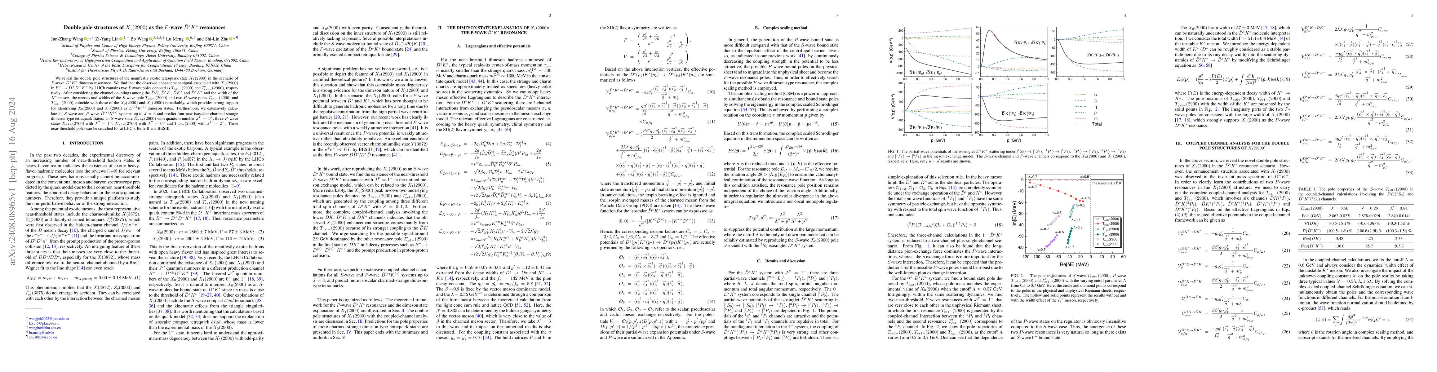 Thumbnail for Double pole structures of $X_1(2900)$ as the $P$-wave $\bar{D}^*K^*$
  resonances