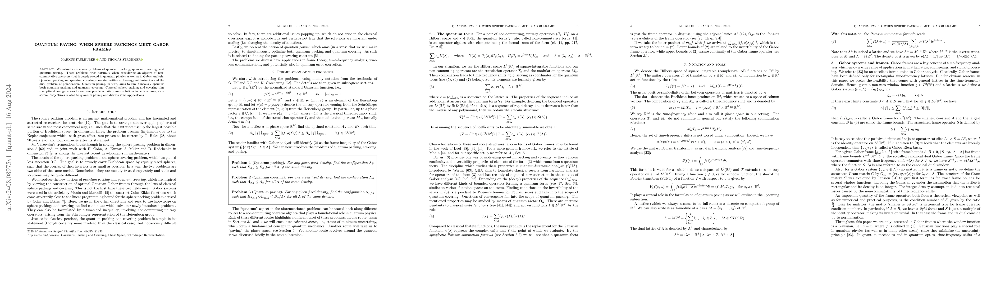 Thumbnail for Quantum paving: When sphere packings meet Gabor frames