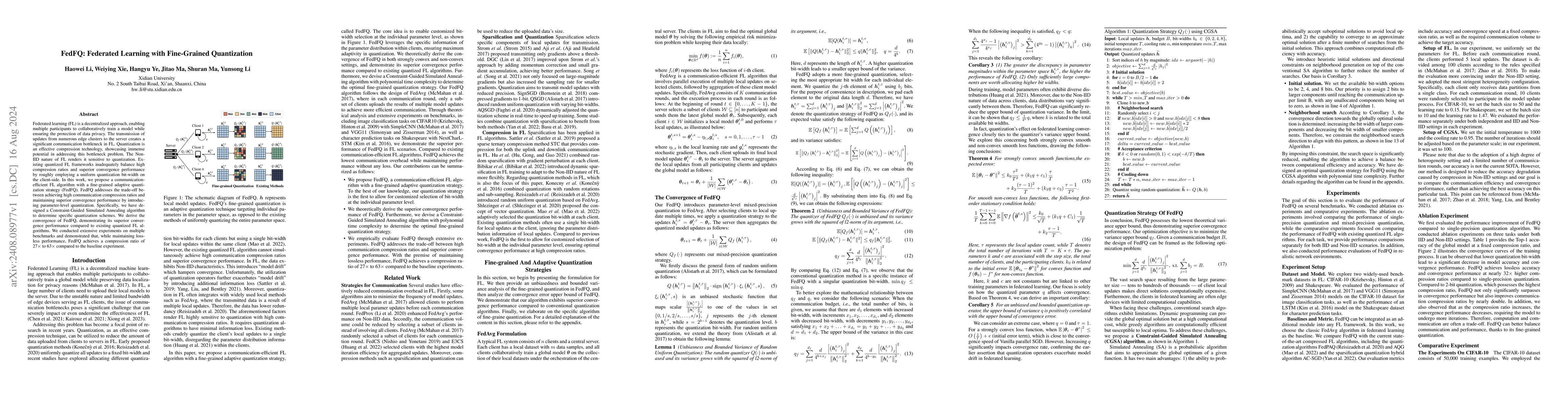 Thumbnail for FedFQ: Federated Learning with Fine-Grained Quantization