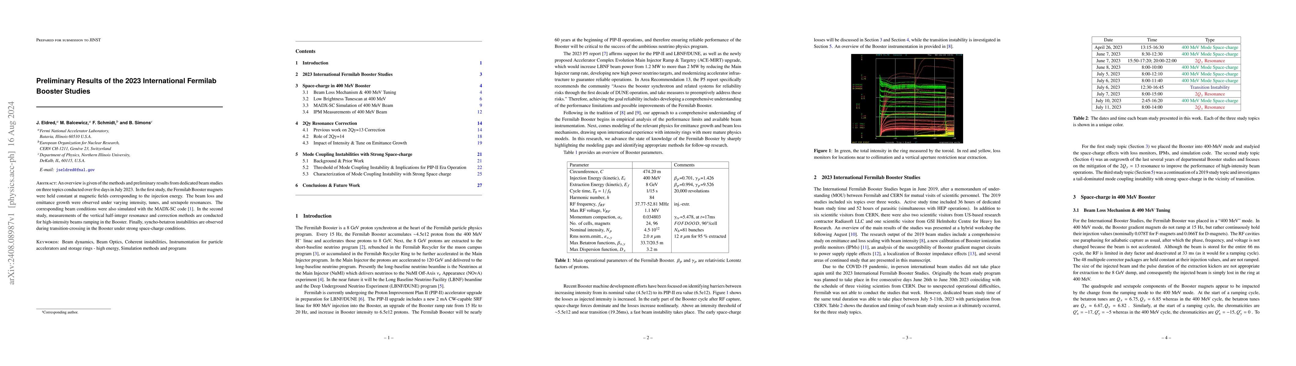 Thumbnail for Preliminary Results of the 2023 International Fermilab Booster Studies