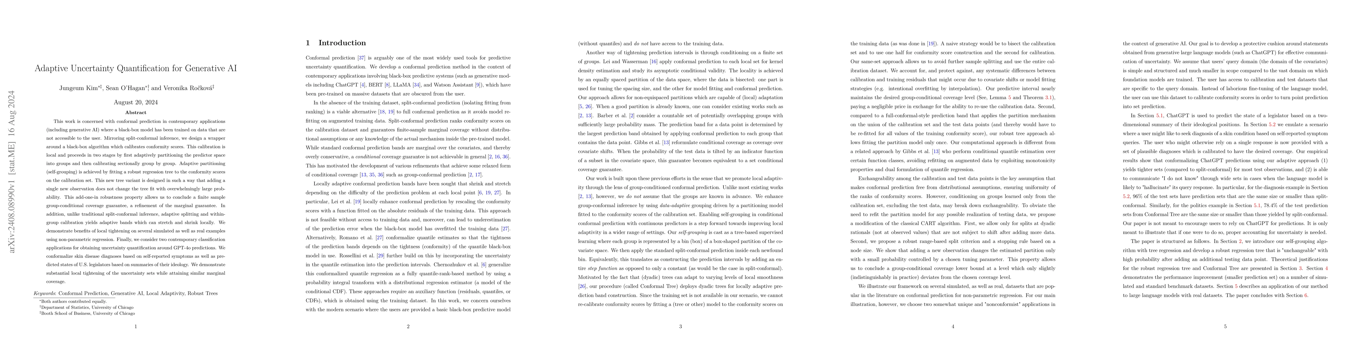 Thumbnail for Adaptive Uncertainty Quantification for Generative AI