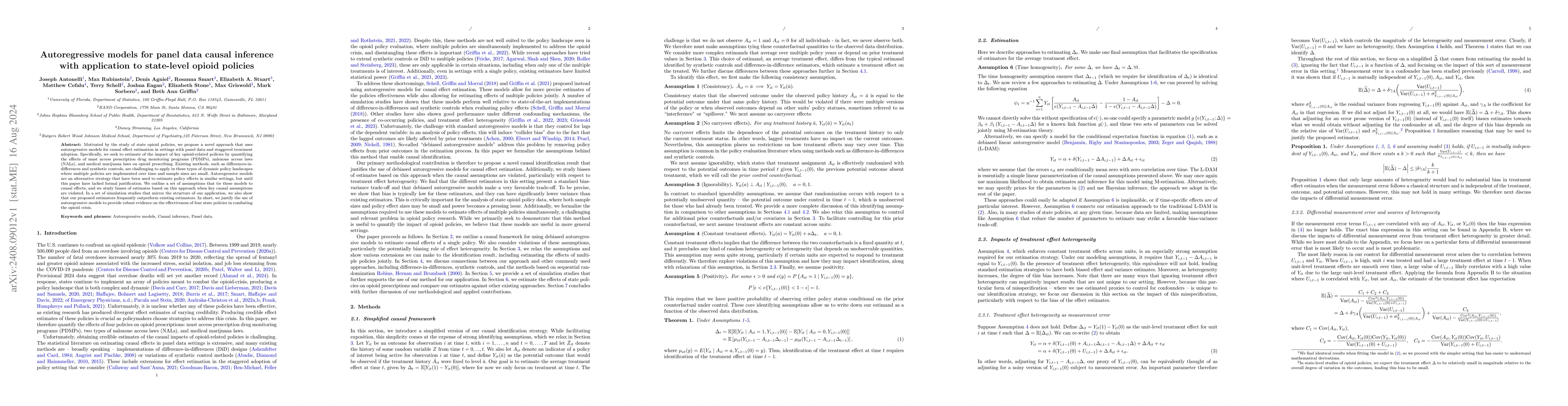 Thumbnail for Autoregressive models for panel data causal inference with application
  to state-level opioid policies