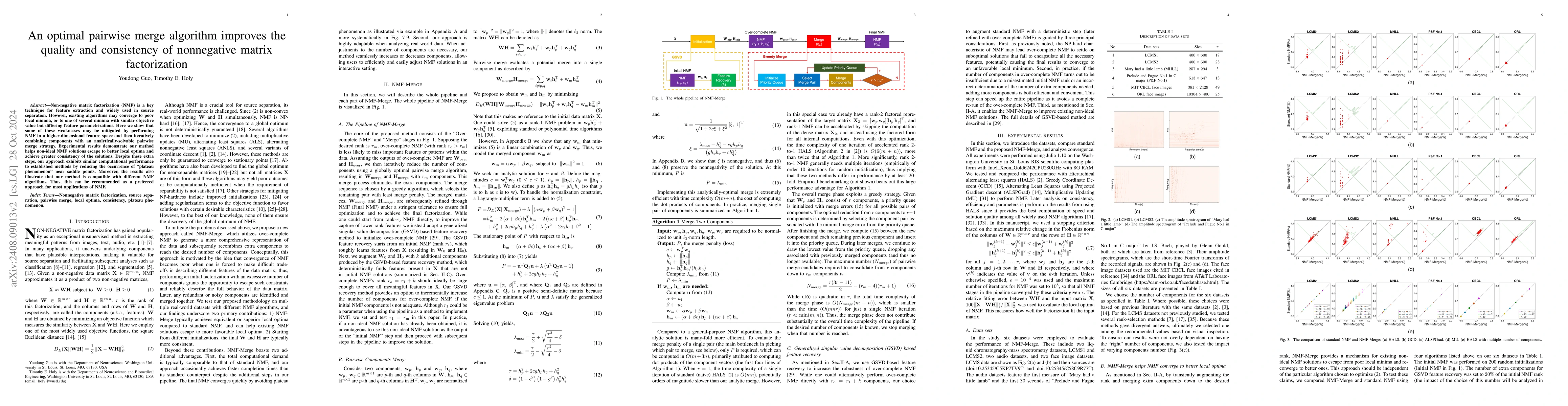 Thumbnail for An optimal pairwise merge algorithm improves the quality and consistency
  of nonnegative matrix factorization