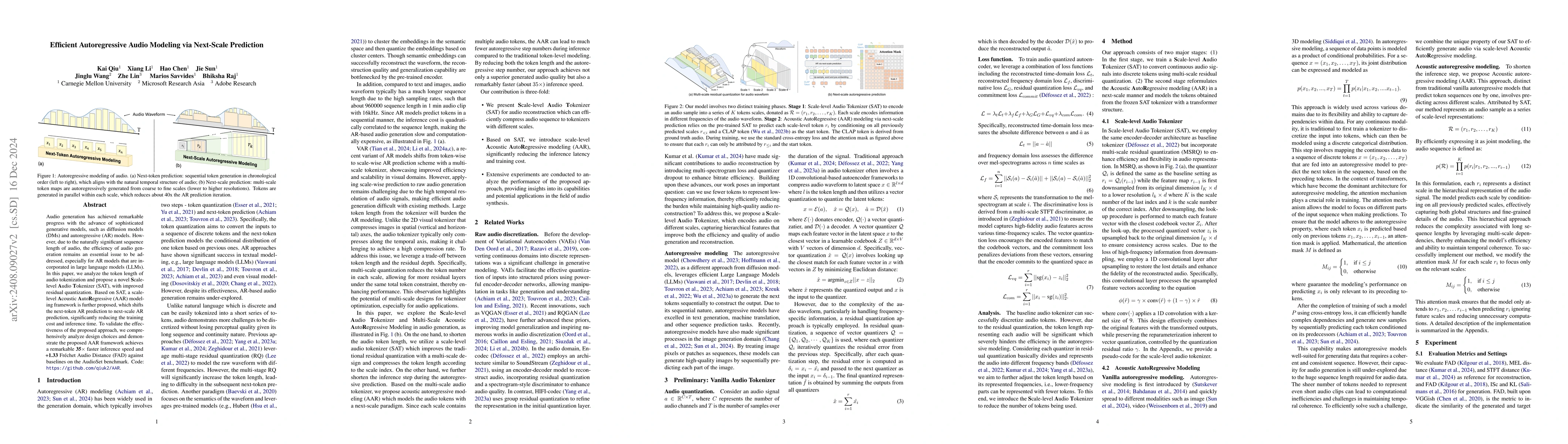 Thumbnail for Efficient Autoregressive Audio Modeling via Next-Scale Prediction